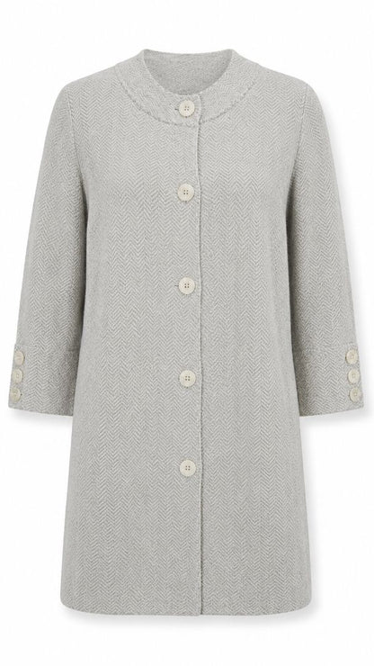 J McLaughlin herringbone collarless coat