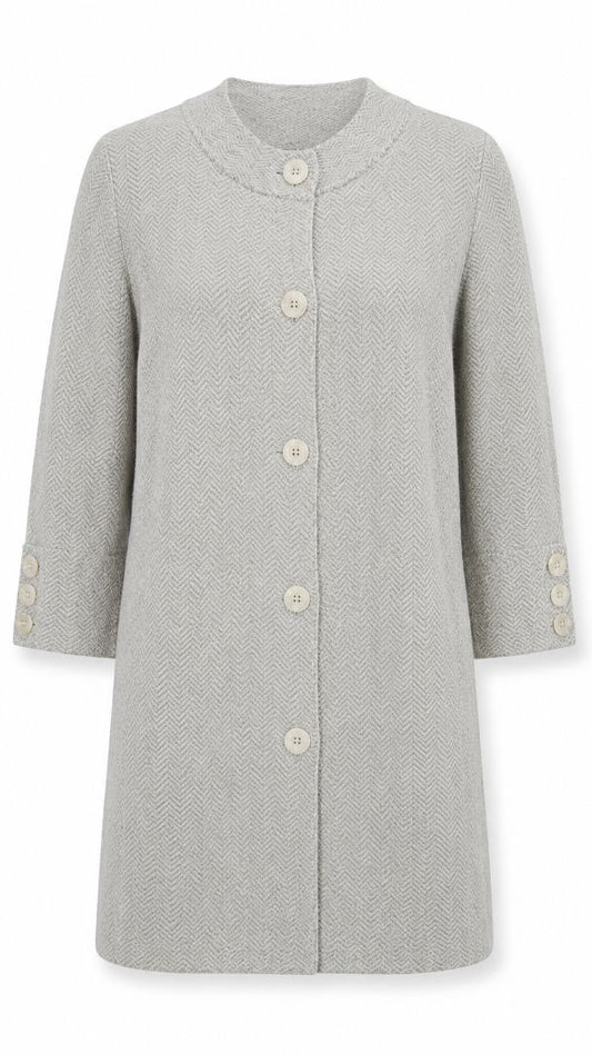 J McLaughlin herringbone collarless coat