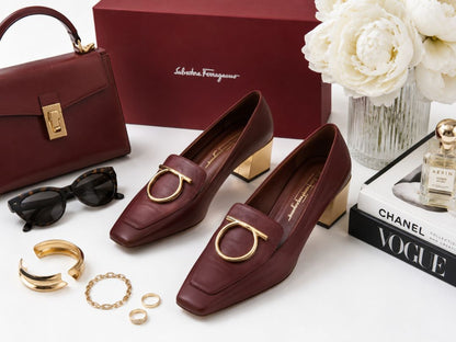 Ferragamo stacked heel loafers