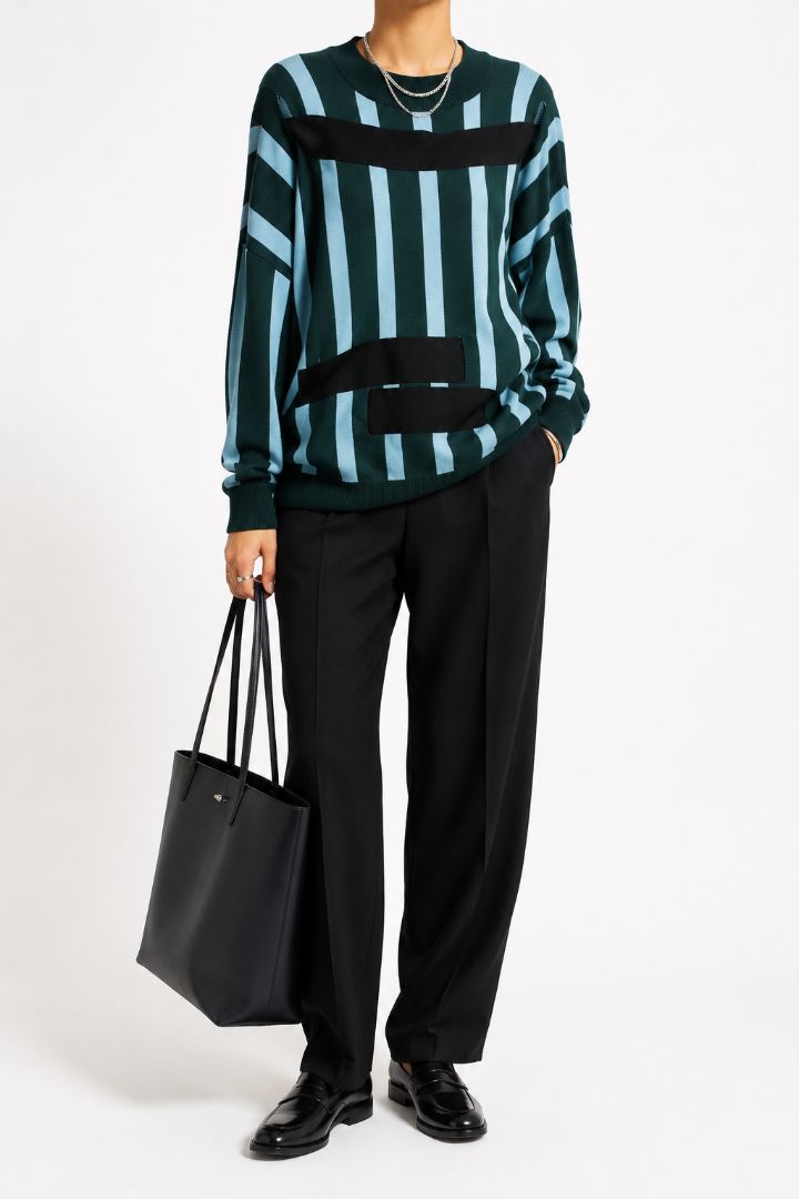 Aqua Blue/Green Namacheko knit sweater, L