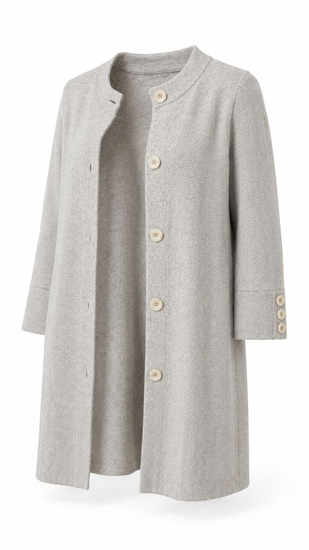 J McLaughlin herringbone collarless coat