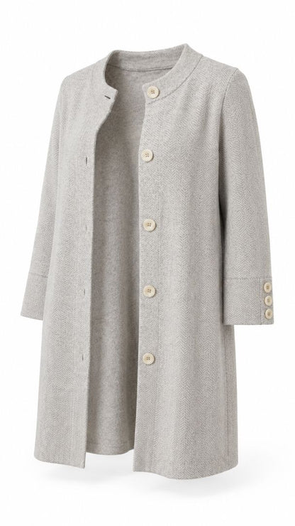 J McLaughlin herringbone collarless coat