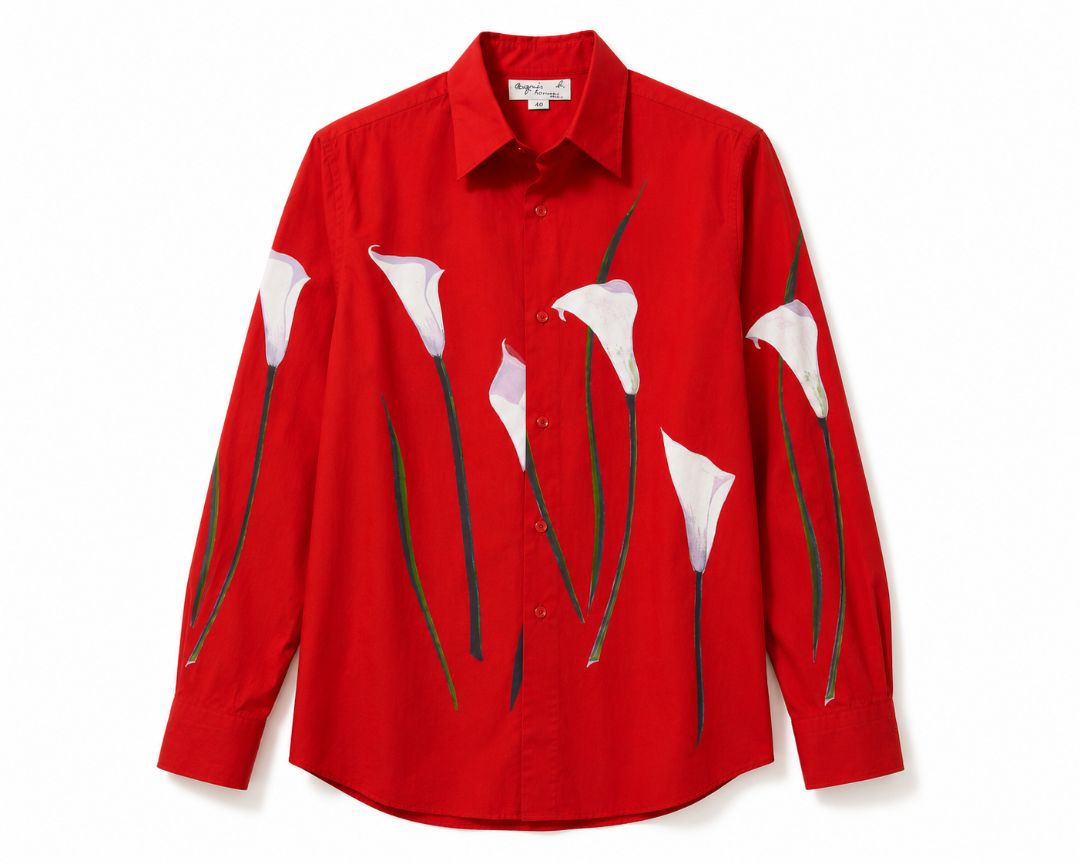 Red Agnes B. Homme Paris button up, 40