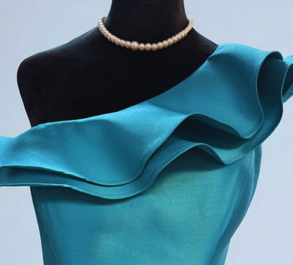 teal Jovani mermaid one shoulder dress