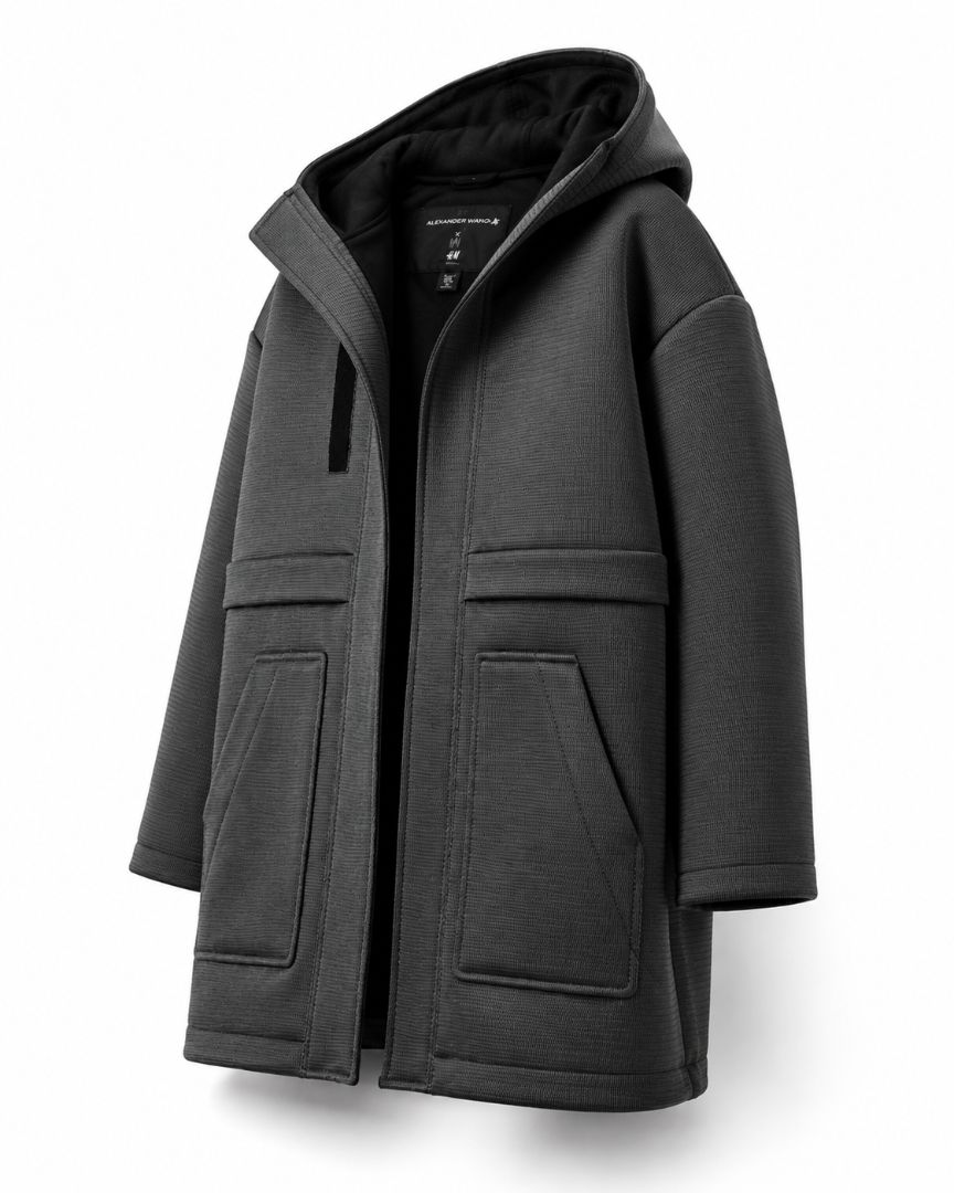 Charcoal Grey/Black Alexander Wang Oversized Hooded Coat, 36
