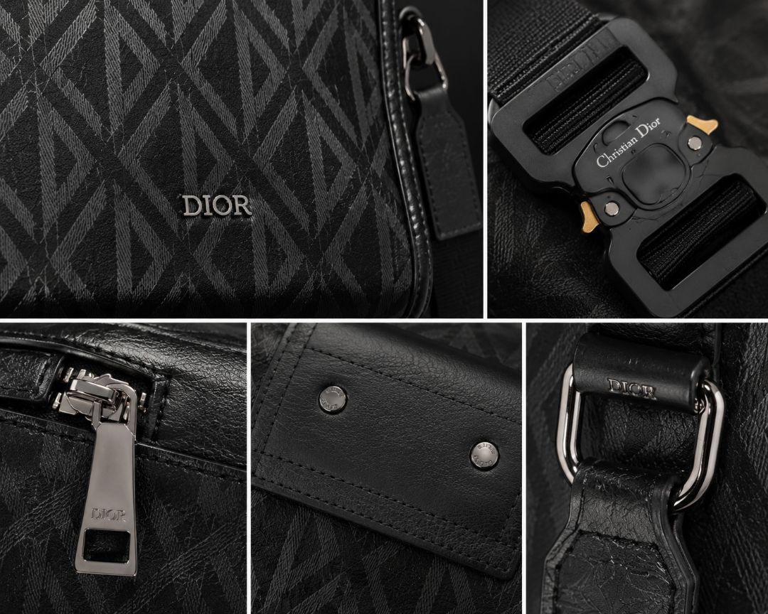 black and gray Christian Dior Diamond Lingot Crossbody bag