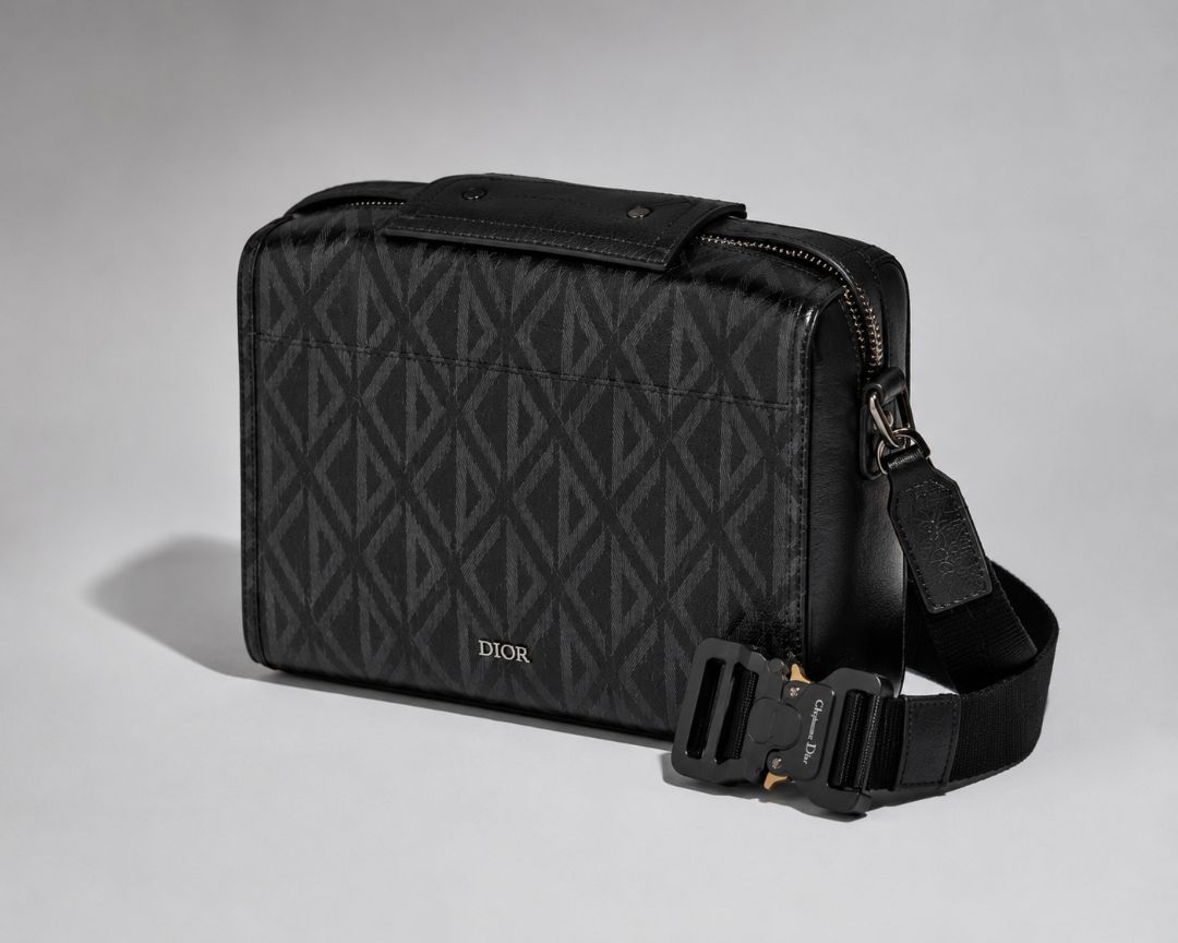 black and gray Christian Dior Diamond Lingot Crossbody bag