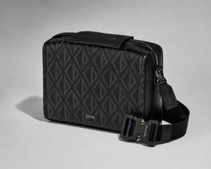black and gray Christian Dior Diamond Lingot Crossbody bag
