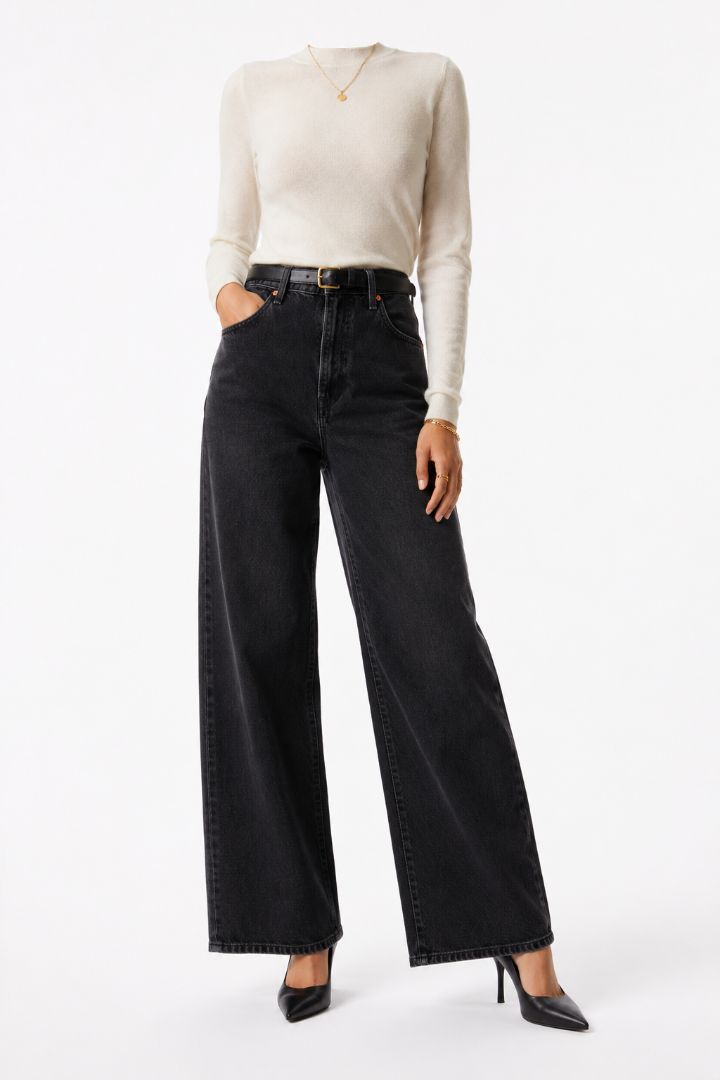 black LEVI'S ribcage wide leg jeans, 32