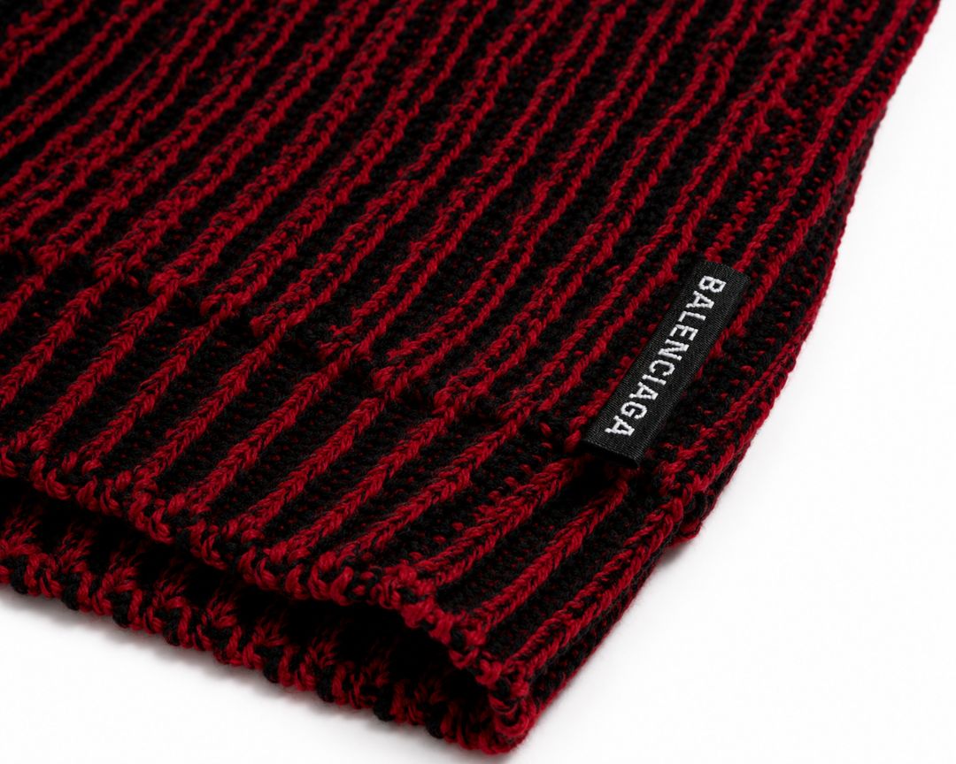 Crimson Red/Black Balenciaga Oversized Mock Neck Sweater, 34