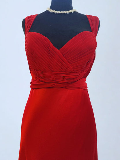 scarlet red ISSUE pleated bodice evening gown