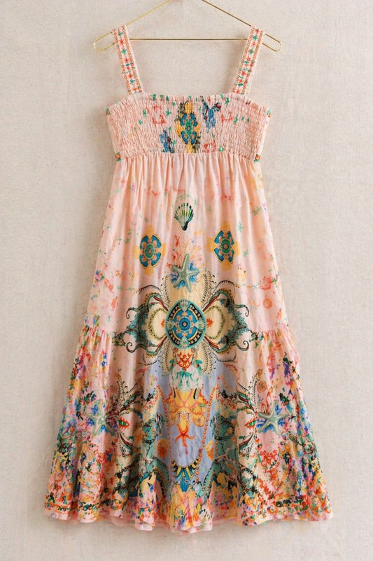 pastel pink multi Christian Lacroix floral dress, S
