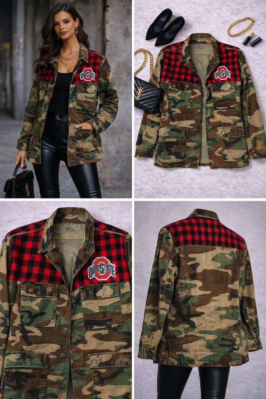 plaid and army CPT 105 vintage military jacket