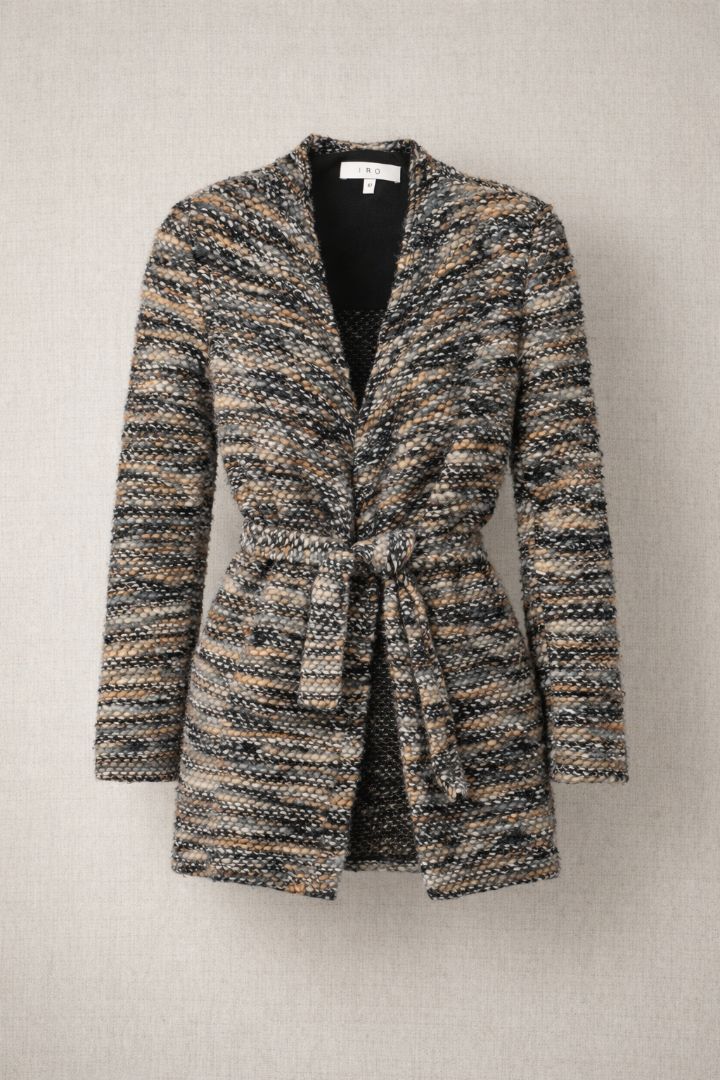 IRO Paris Neutral Marled Boucle Wrap Jacket