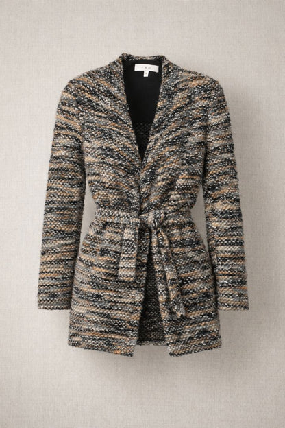 IRO Paris Neutral Marled Boucle Wrap Jacket