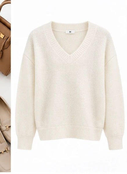 ivory Whisper Mint Fuzzy Knit V-Neck Sweater, multi
