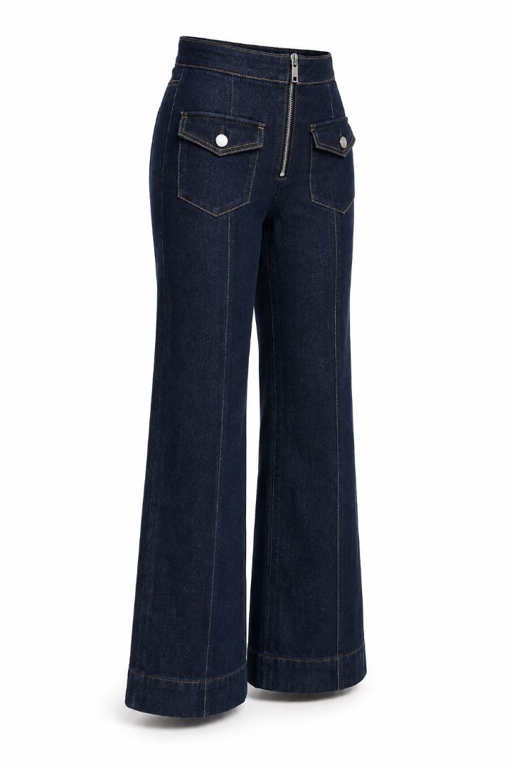 dark wash wide leg cropped jeans