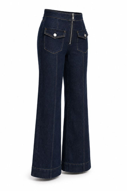 dark wash wide leg cropped jeans