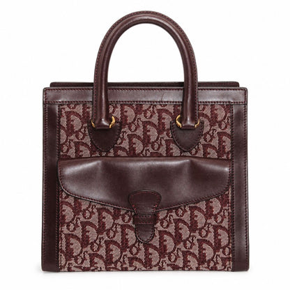 Christian Dior Vintage Burgundy Oblique trotter double pocket tote