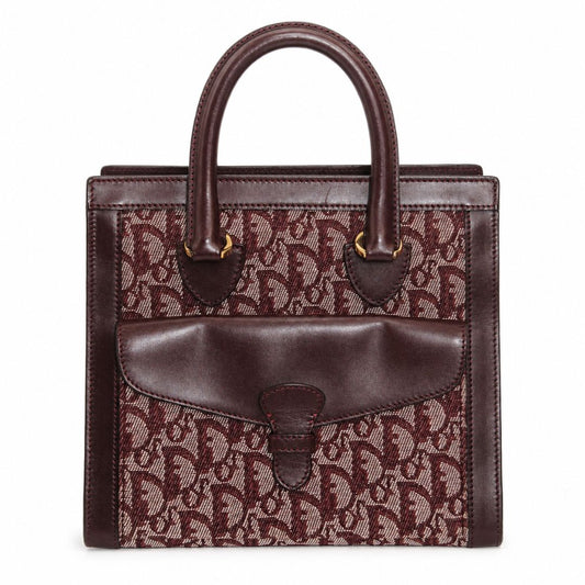 Christian Dior Vintage Burgundy Oblique trotter double pocket tote