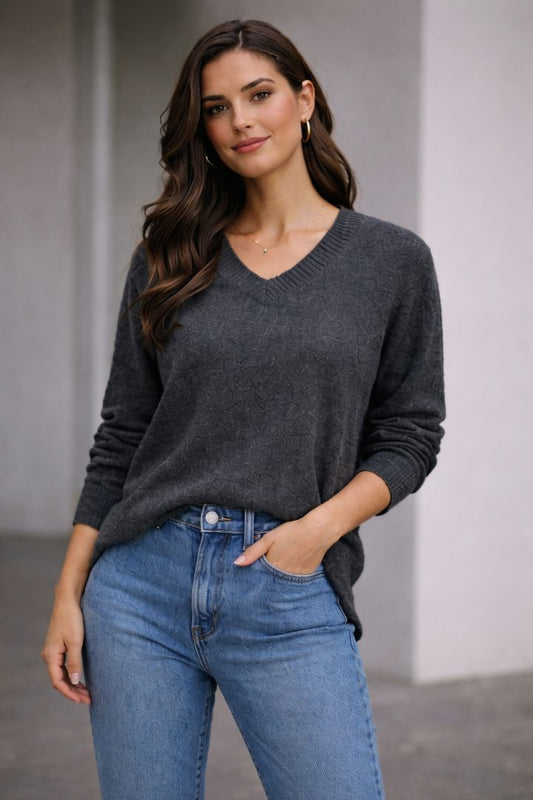 gray and black Vince Camuto two tone sweater