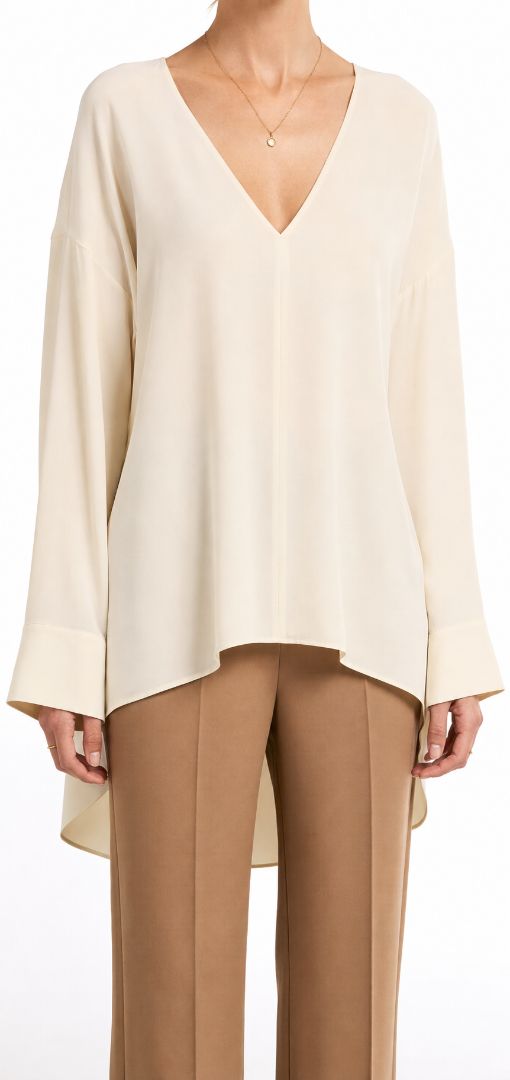 Forte_ Forte silk v neck blouse