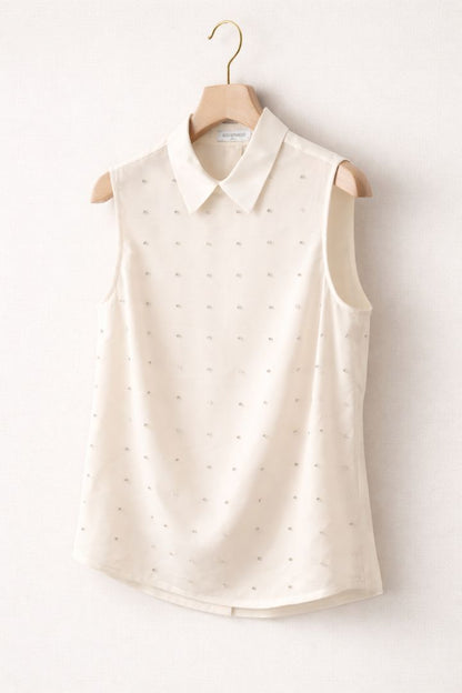 Equipment Ivory Crystal Embellished Blouse M