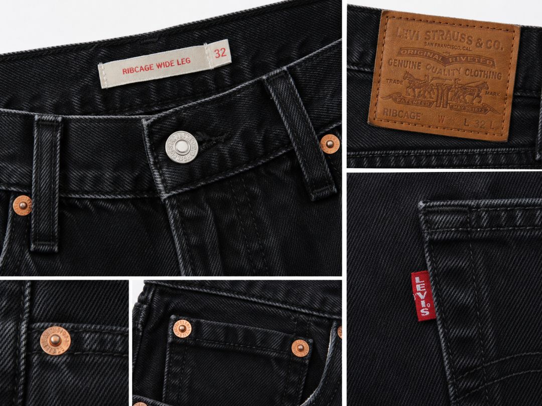 black LEVI'S ribcage wide leg jeans, 32