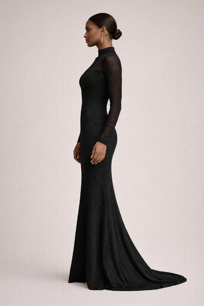 Lulus Black Mock Neck Maxi Dress M