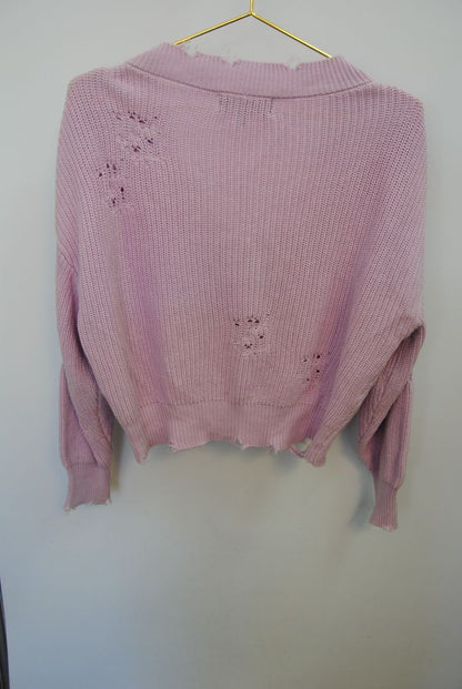 SER.O.YA distressed v neck knit sweater