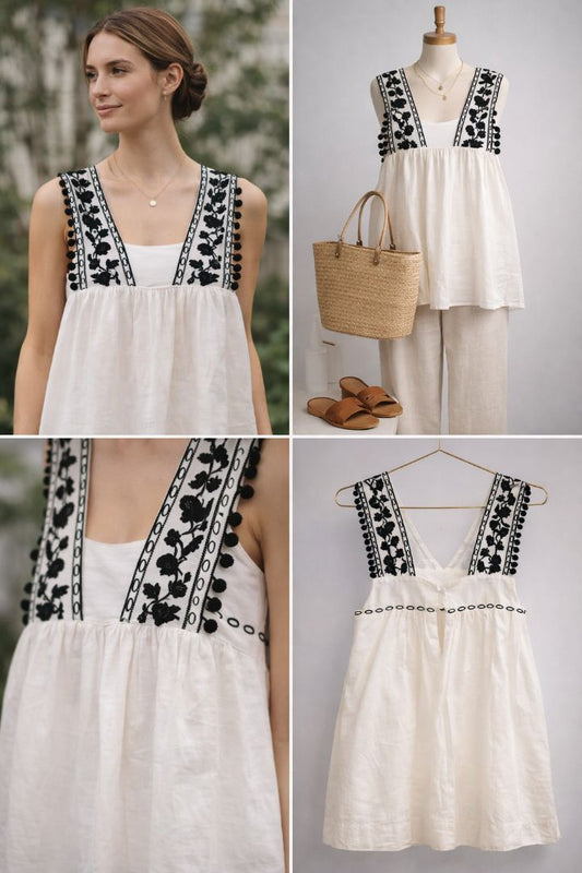 black and white JCREW empire waist top
