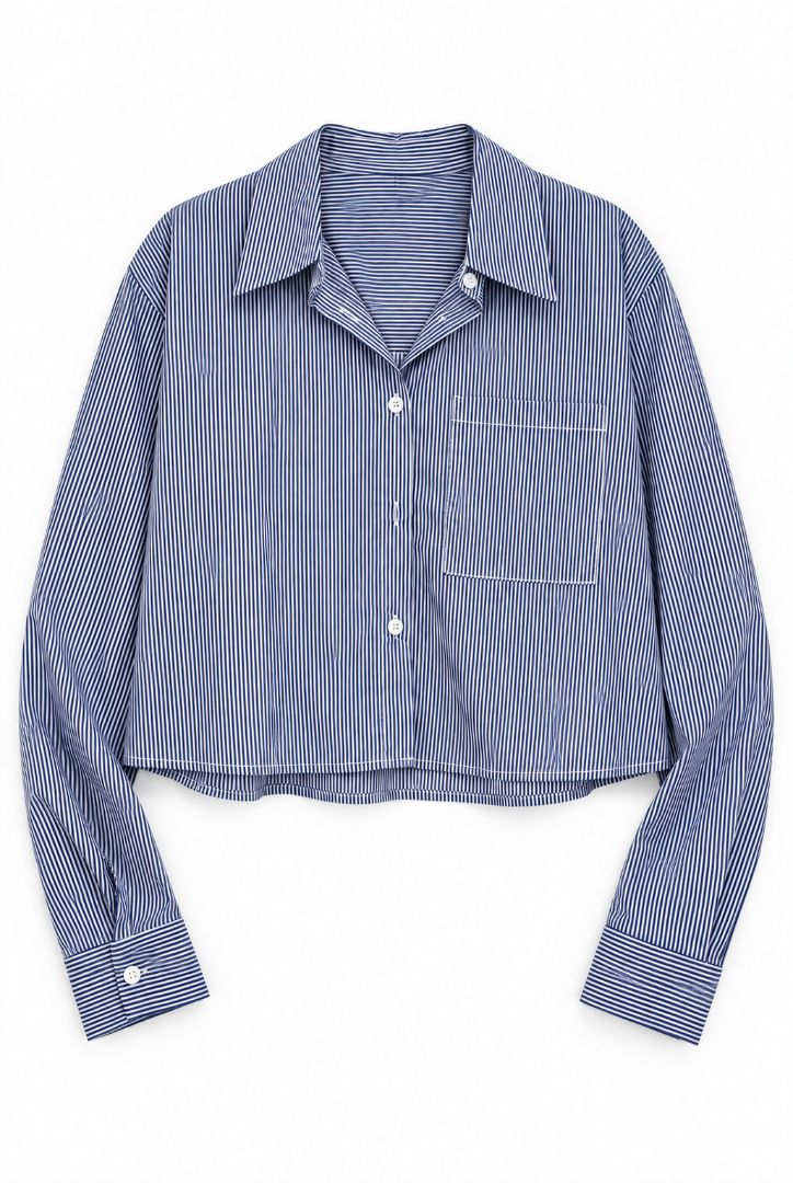Hidden Label capri cropped pinstripe shirt