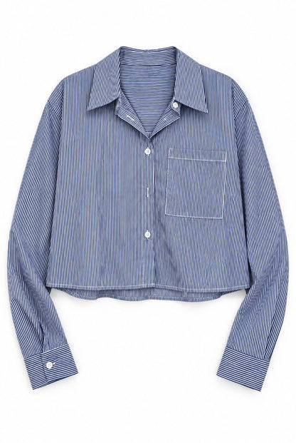 Hidden Label capri cropped pinstripe shirt