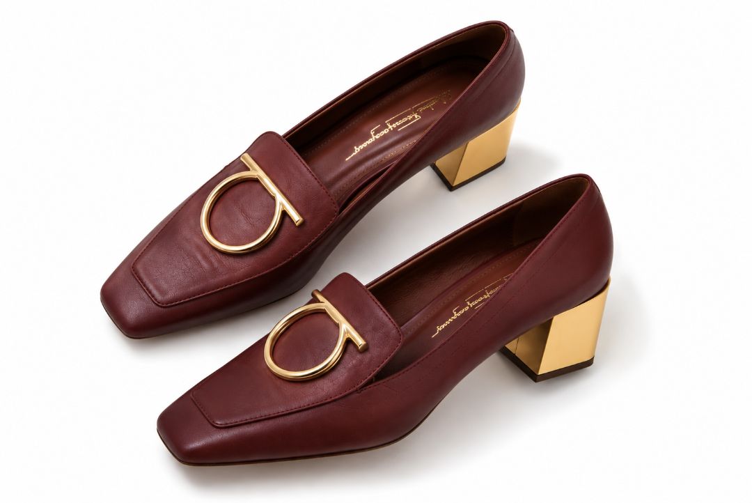 Ferragamo stacked heel loafers