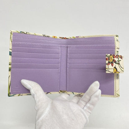 white multicolor Gucci flora wallet, 12 x 5 x 1