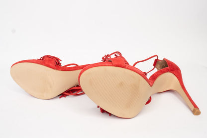 red Steven Madden open-toe stiletto heels, 7.5