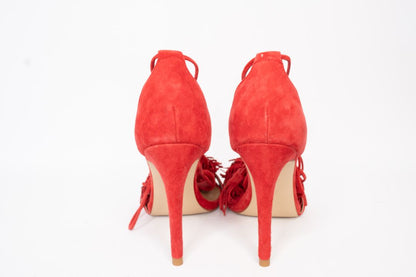 red Steven Madden open-toe stiletto heels, 7.5