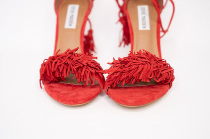 red Steven Madden open-toe stiletto heels, 7.5