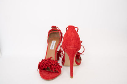 red Steven Madden open-toe stiletto heels, 7.5